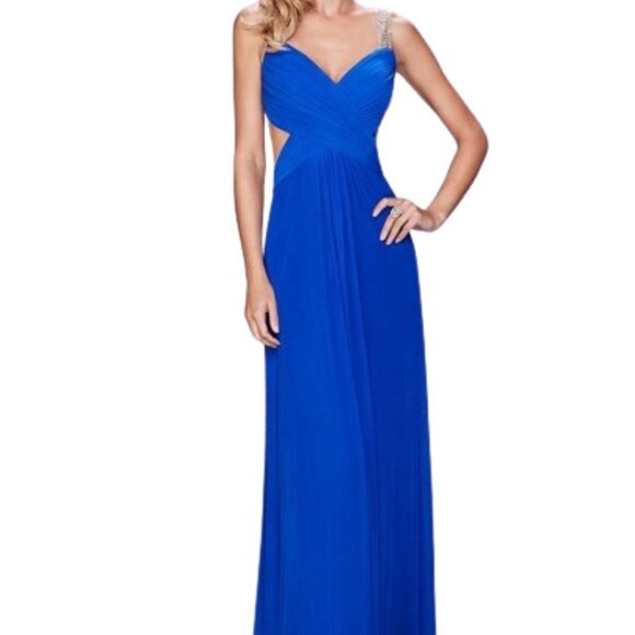 NWT La Femme 22304SC Prom Dress Blue Size 8 - Picture 2 of 6